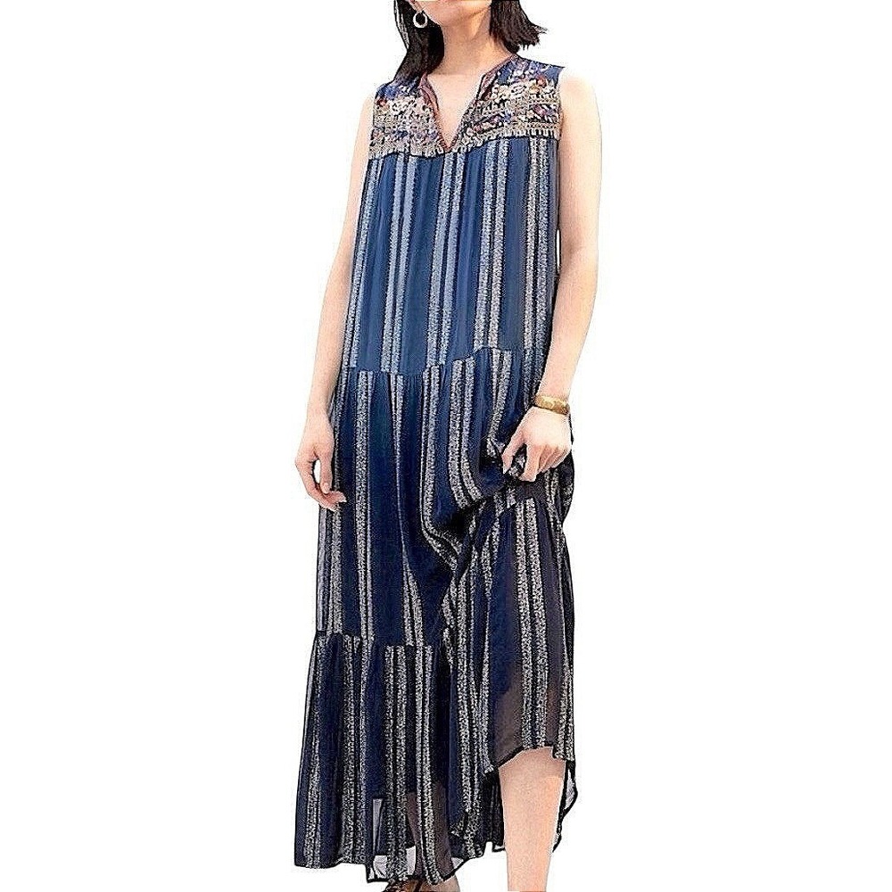 Anthropologie VERB BY PALLAVI SINGHEE Bohemian EMBROIDERED MAXI DRESS Boho XS